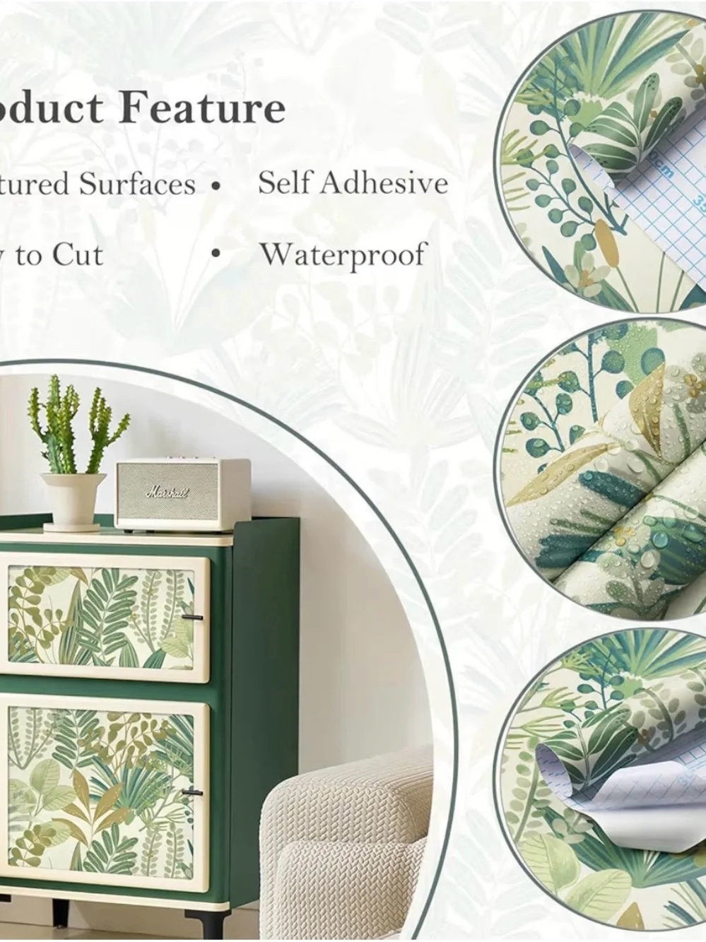 NWT- 8 RollsGreen Peel and Stick Wallpaper